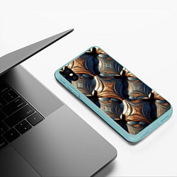 Чехол iPhone XS Max матовый Деревянные узоры щита, цвет: 3D-мятный — фото 2