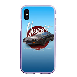 Чехол iPhone XS Max матовый Американский маслкар Chevrolet Camaro третьего пок, цвет: 3D-светло-сиреневый