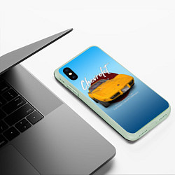 Чехол iPhone XS Max матовый Американский маслкар Chevrolet Corvette, цвет: 3D-салатовый — фото 2