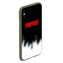 Чехол iPhone XS Max матовый Fortnite flame glitch, цвет: 3D-темно-зеленый — фото 2