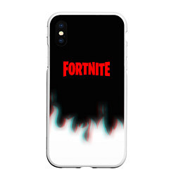 Чехол iPhone XS Max матовый Fortnite flame glitch, цвет: 3D-белый