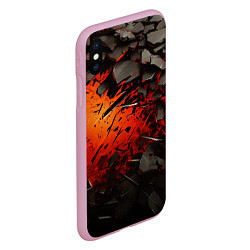 Чехол iPhone XS Max матовый Черные камни на красном взрыв, цвет: 3D-розовый — фото 2