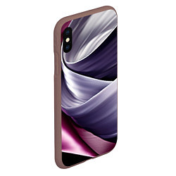 Чехол iPhone XS Max матовый Абстрактные волнистые полосы, цвет: 3D-коричневый — фото 2