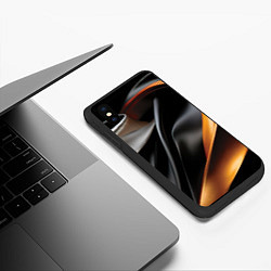 Чехол iPhone XS Max матовый Черная и оранжевая материя, цвет: 3D-черный — фото 2