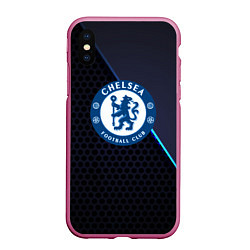 Чехол iPhone XS Max матовый Chelsea carbon sport, цвет: 3D-малиновый