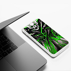Чехол iPhone XS Max матовый Череп и зелёные полосы, цвет: 3D-белый — фото 2