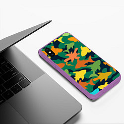 Чехол iPhone XS Max матовый Камуфляж силуэты рыбок, цвет: 3D-фиолетовый — фото 2