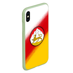 Чехол iPhone XS Max матовый Герб Осетии на фоне, цвет: 3D-салатовый — фото 2