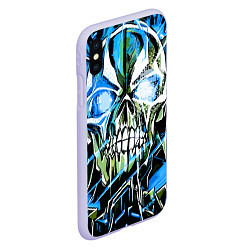 Чехол iPhone XS Max матовый Синий адский череп, цвет: 3D-светло-сиреневый — фото 2