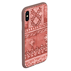 Чехол iPhone XS Max матовый Красный славянский орнамент, цвет: 3D-коричневый — фото 2