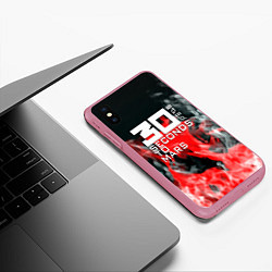 Чехол iPhone XS Max матовый Seconds to mars fire, цвет: 3D-малиновый — фото 2
