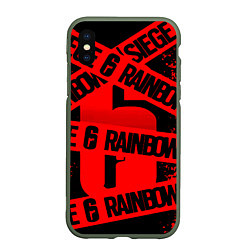 Чехол iPhone XS Max матовый Rainbox six краски, цвет: 3D-темно-зеленый