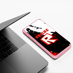 Чехол iPhone XS Max матовый Roblox logo краски мобайл гейм, цвет: 3D-баблгам — фото 2