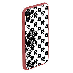 Чехол iPhone XS Max матовый Roblox pattern game black, цвет: 3D-красный — фото 2