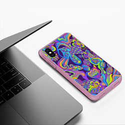 Чехол iPhone XS Max матовый Психоделические цветы, цвет: 3D-розовый — фото 2