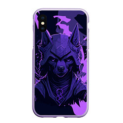 Чехол iPhone XS Max матовый Фиолетовый волк в доспехах, цвет: 3D-светло-сиреневый