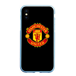 Чехол iPhone XS Max матовый Manchester United fc club, цвет: 3D-голубой