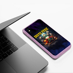 Чехол iPhone XS Max матовый Картмен и волшебная команда, цвет: 3D-сиреневый — фото 2