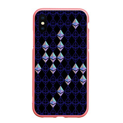 Чехол iPhone XS Max матовый Криптовалюта Ethereum на черном, цвет: 3D-баблгам