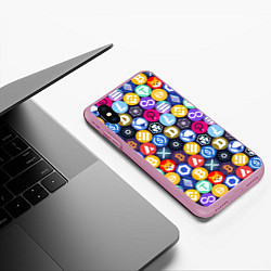 Чехол iPhone XS Max матовый Криптовалюта Биткоин, Эфириум, Тетхер, Солана патт, цвет: 3D-розовый — фото 2