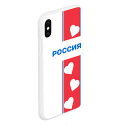 Чехол iPhone XS Max матовый Россия с сердечками, цвет: 3D-белый — фото 2