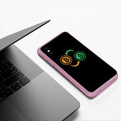 Чехол iPhone XS Max матовый Криптовалюта биткоин и доллар, цвет: 3D-розовый — фото 2