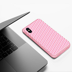 Чехол iPhone XS Max матовый Мелкие сердечки паттерн, цвет: 3D-баблгам — фото 2