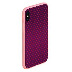 Чехол iPhone XS Max матовый Красные сердечки на темно-бордовом фоне, цвет: 3D-баблгам — фото 2