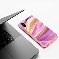 Чехол iPhone XS Max матовый Нежный розовый и желтый, цвет: 3D-баблгам — фото 2