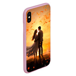 Чехол iPhone XS Max матовый Влюбленная пара на закате, цвет: 3D-розовый — фото 2