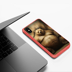 Чехол iPhone XS Max матовый Жирный мишка, цвет: 3D-красный — фото 2