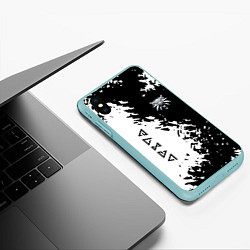 Чехол iPhone XS Max матовый The Witcher game краски, цвет: 3D-мятный — фото 2
