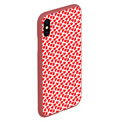 Чехол iPhone XS Max матовый Маленькие красные сердечки, цвет: 3D-красный — фото 2
