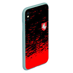 Чехол iPhone XS Max матовый Герб Белоруссии краски красные, цвет: 3D-мятный — фото 2
