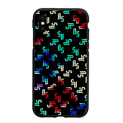 Чехол iPhone XS Max матовый Перелив радуги, цвет: 3D-черный