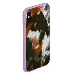 Чехол iPhone XS Max матовый Цветные мазки - паттерн, цвет: 3D-сиреневый — фото 2