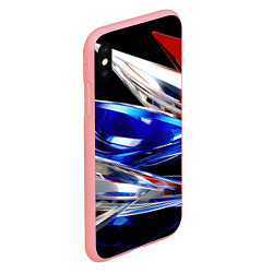 Чехол iPhone XS Max матовый Белая синяя красная острая абстракция, цвет: 3D-баблгам — фото 2