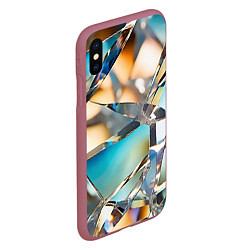 Чехол iPhone XS Max матовый Грани стеклянного камня, цвет: 3D-малиновый — фото 2