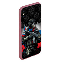 Чехол iPhone XS Max матовый Русский солдат, цвет: 3D-малиновый — фото 2