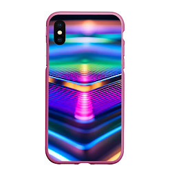 Чехол iPhone XS Max матовый Неоновые линии платформы, цвет: 3D-малиновый