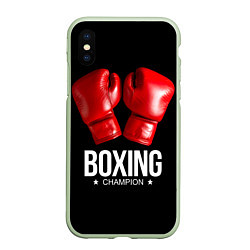 Чехол iPhone XS Max матовый Boxing Champion, цвет: 3D-салатовый