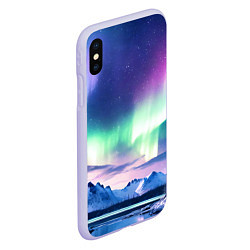 Чехол iPhone XS Max матовый Северное сияние на природе ai art, цвет: 3D-светло-сиреневый — фото 2