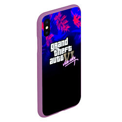 Чехол iPhone XS Max матовый GTA vice city tropic game, цвет: 3D-фиолетовый — фото 2