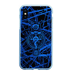 Чехол iPhone XS Max матовый Fullmetal Alchemist - symbols, цвет: 3D-голубой