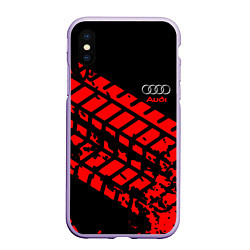 Чехол iPhone XS Max матовый AUDI краски текстура шины, цвет: 3D-светло-сиреневый