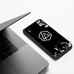 Чехол iPhone XS Max матовый Linkin park краски текстура рок, цвет: 3D-черный — фото 2