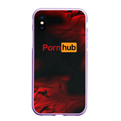 Чехол iPhone XS Max матовый Porn hub fire, цвет: 3D-сиреневый