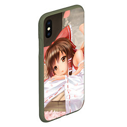 Чехол iPhone XS Max матовый Touhou Project Рейму милая, цвет: 3D-темно-зеленый — фото 2