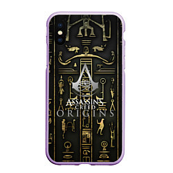 Чехол iPhone XS Max матовый Assassins истоки иероглифы, цвет: 3D-сиреневый