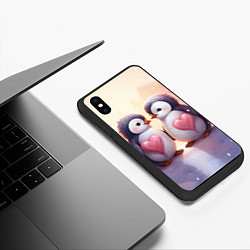 Чехол iPhone XS Max матовый Два влюбленных пингвина, цвет: 3D-черный — фото 2